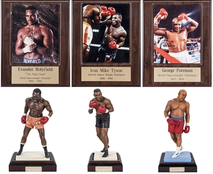Lot of (6) Boxing Collectible Art of Sports Statues with Autographed Plaques - Foreman and Tyson (Beckett PreCert)